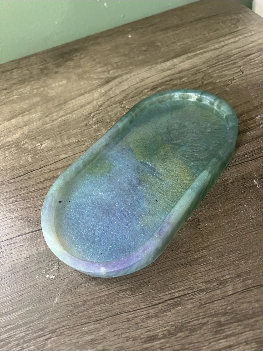 Resin Decorative Vanity Tray - Green Blue Accent